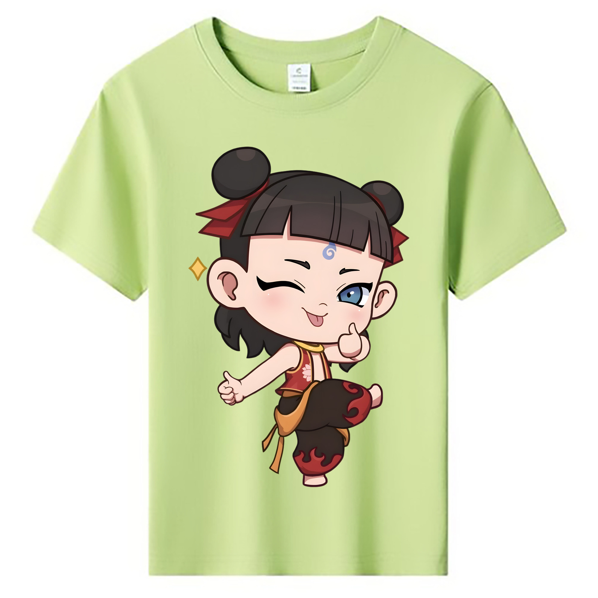 （画像用） Ne Zha 2 ナタ 魔童の大暴れ 綿100％キッズTシャツ（フロントプリント）